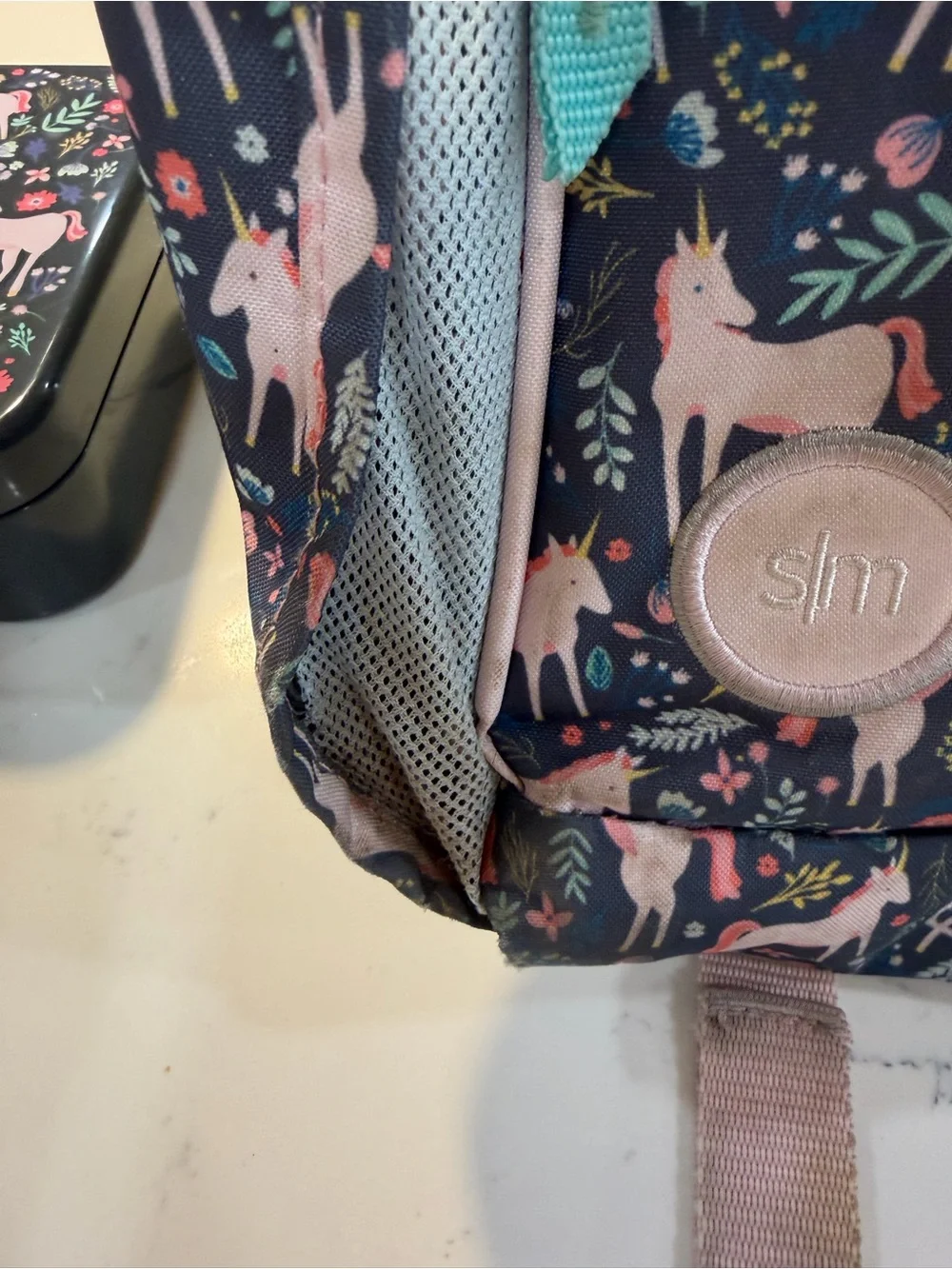 Kids Simple Modern Unicorn Print Backpack & Lunch Set - Pink and Navy